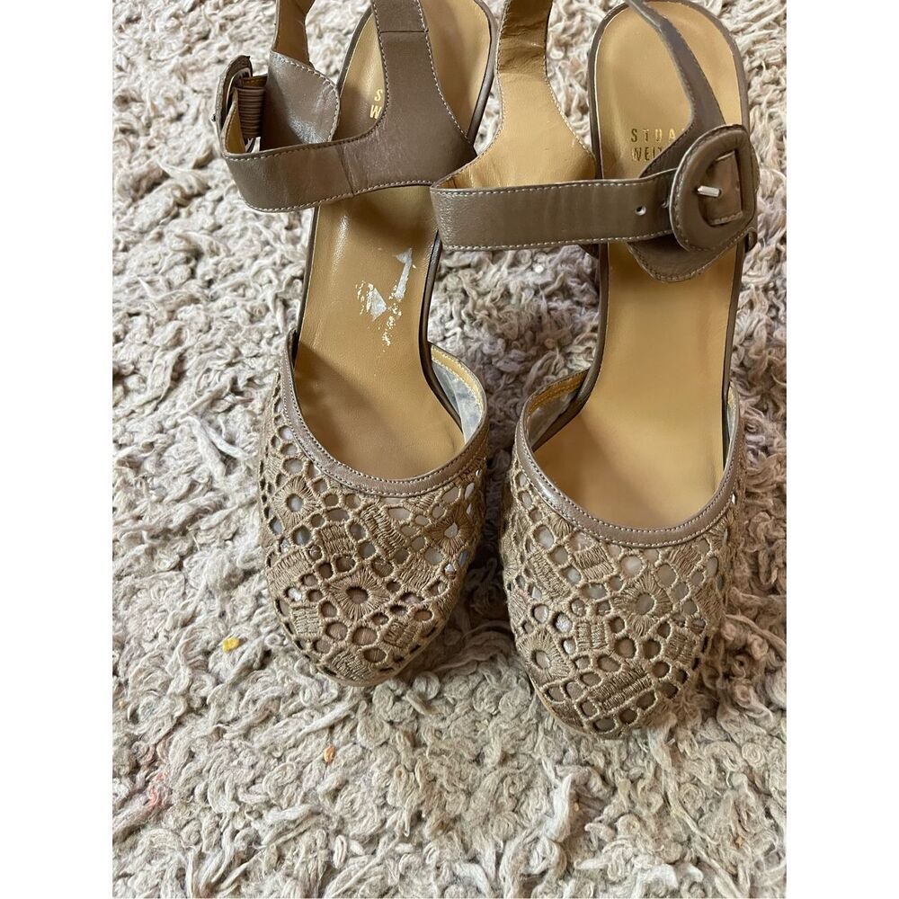 Stuart Weitzman Eyelet Platform Closed Toe Pumps … - image 5